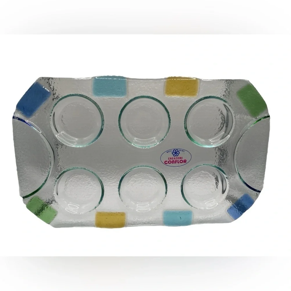 Italian fused glass Tray. Used for shot glasses, food, jewelry trinket dish.